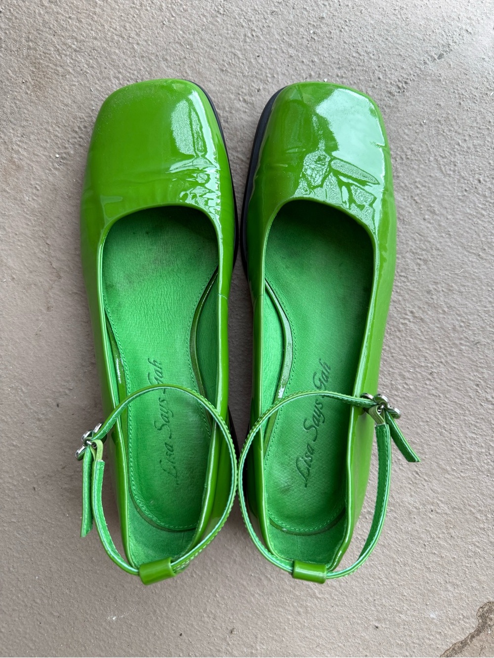 Lisa Says Gah Mia Mary Jane Green Patent Flats sz 9 - Picture 6 of 9